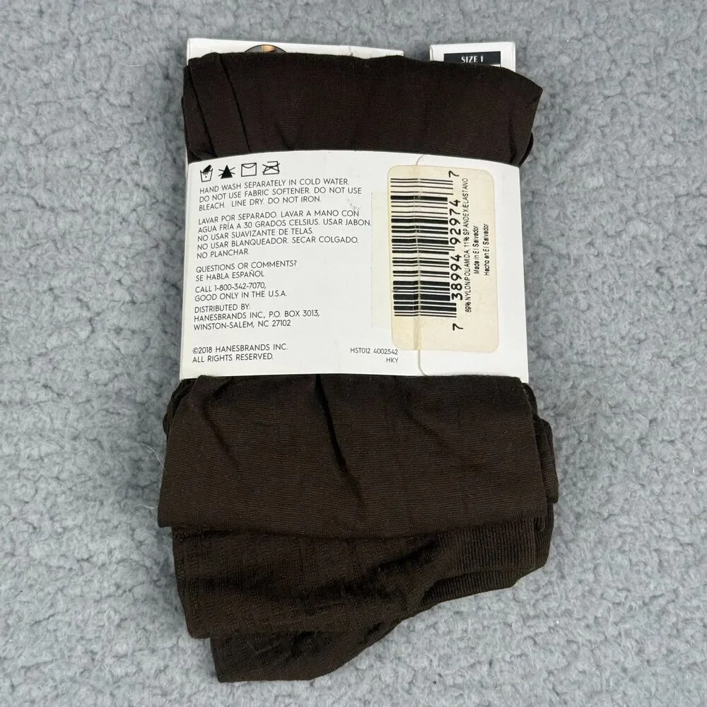 Hanes Perfect Socks Womens Sz 2 Coffee Opaque Knee High 2-Pair Academia Goth NIP